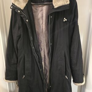 Women's Black Utility Jacket with Faux Fur Lining